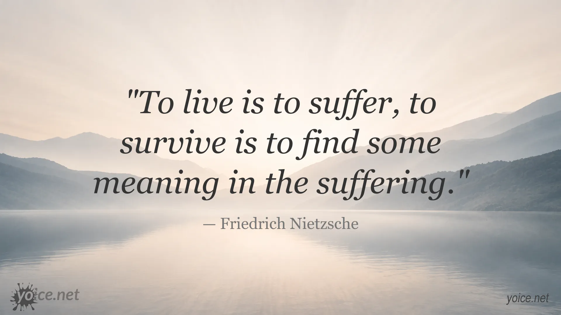 Inspirational Friedrich Nietzsche quote image about suffering, survival, and meaning