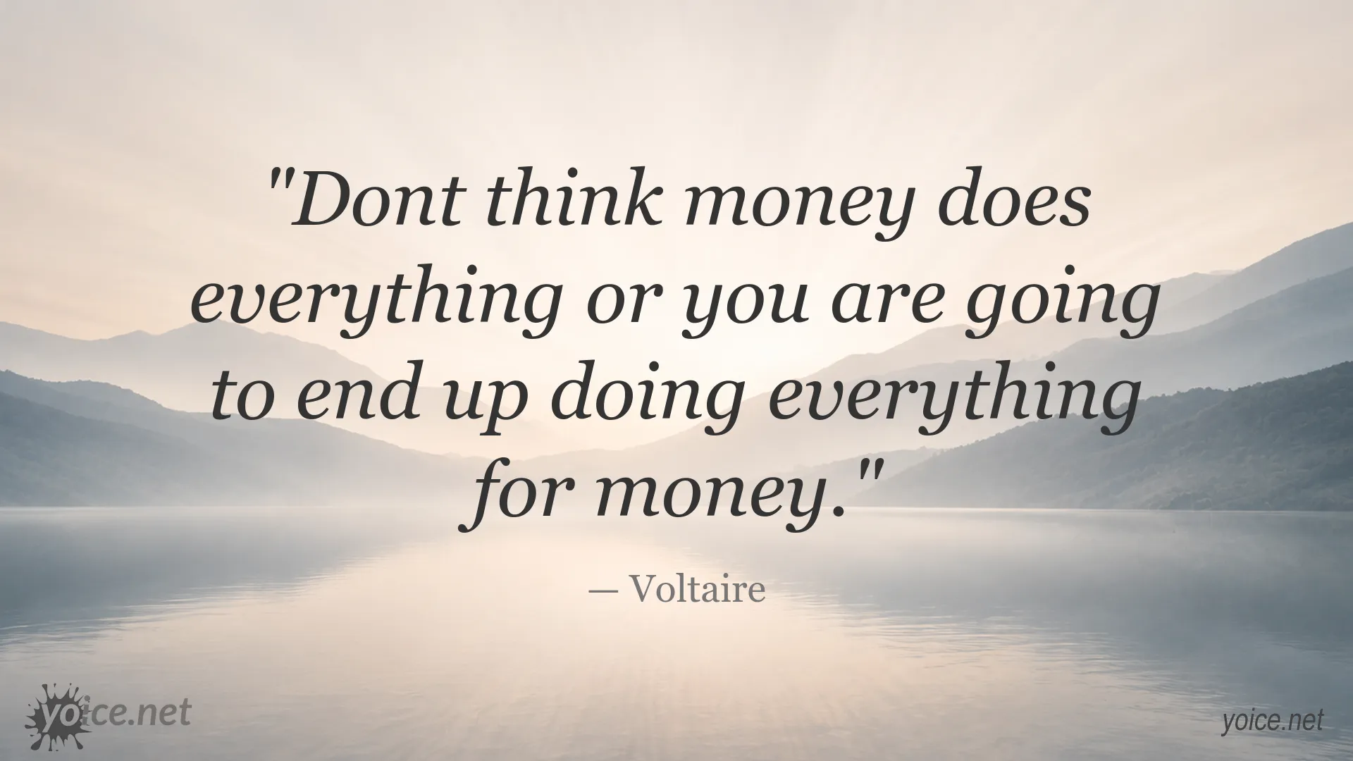 Voltaire quote image about money and personal values