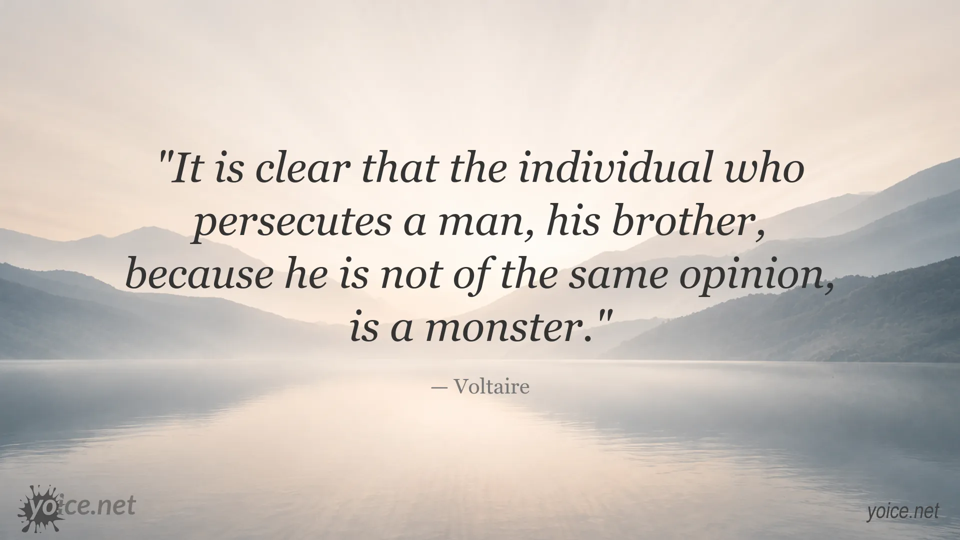 Voltaire quote about persecution, religious intolerance, and tolerance