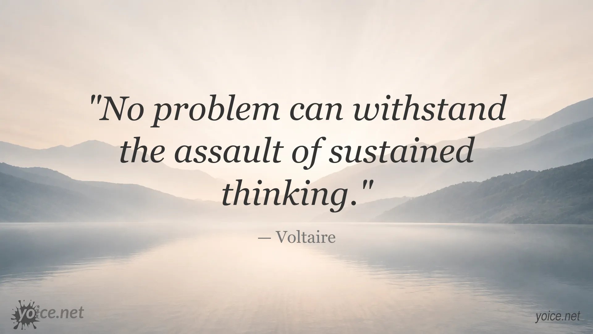 Voltaire quote image about persistent thinking and overcoming problems