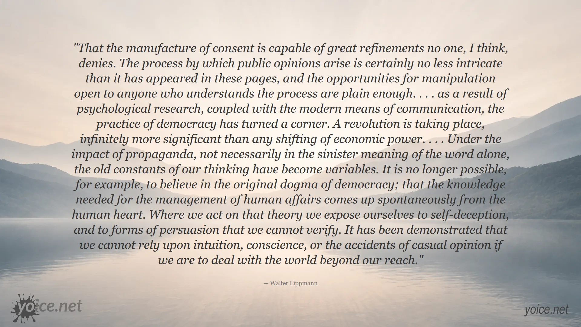 Quote about democracy, propaganda, and public opinion by Walter Lippmann