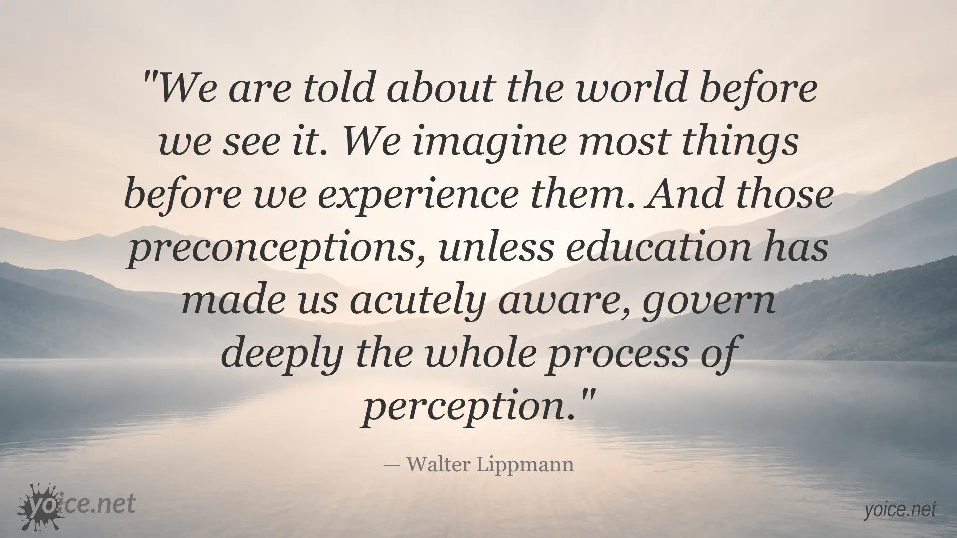 Quote by Walter Lippmann about perception and education