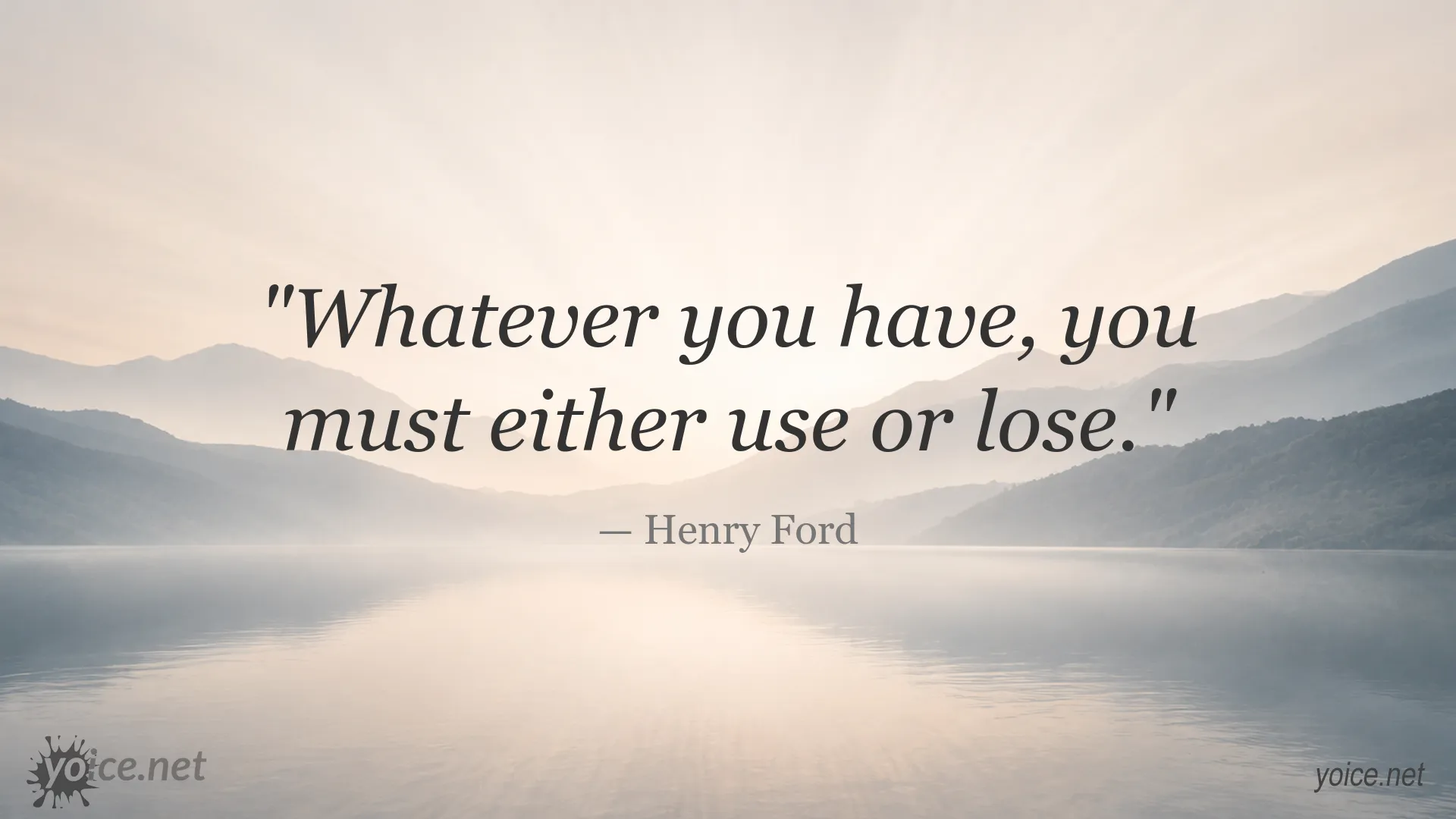 Henry Ford quote: Whatever you have, you must either use or lose.