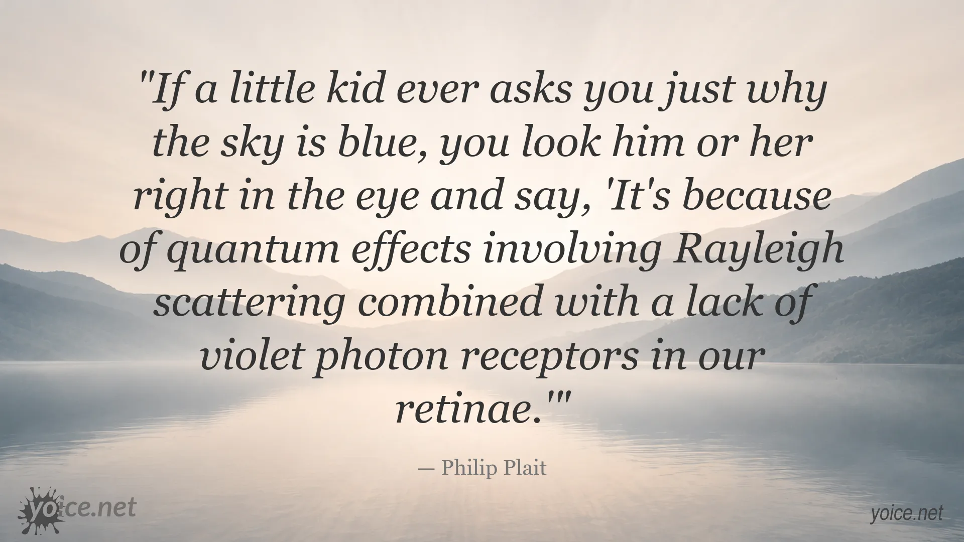 Quote image featuring Philip Plait's explanation of why the sky is blue