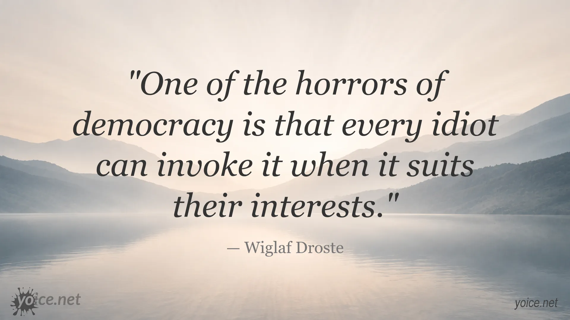 Quote by Wiglaf Droste about the dangers of democracy and how it can be misused