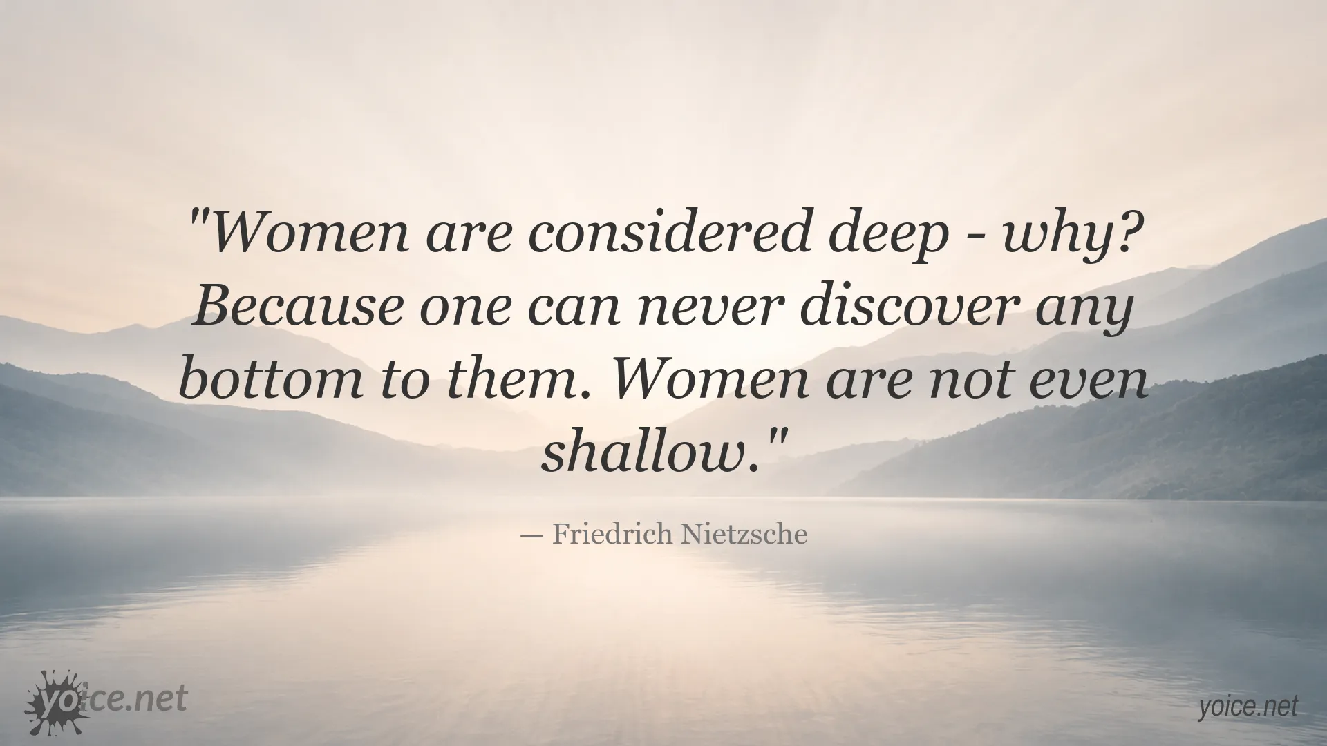 Friedrich Nietzsche quote image about women, depth, and shallowness
